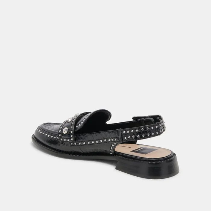Flats and Loafers Women Dolce Vita Hardi Stud Loafers Midnight Crinkle Patent