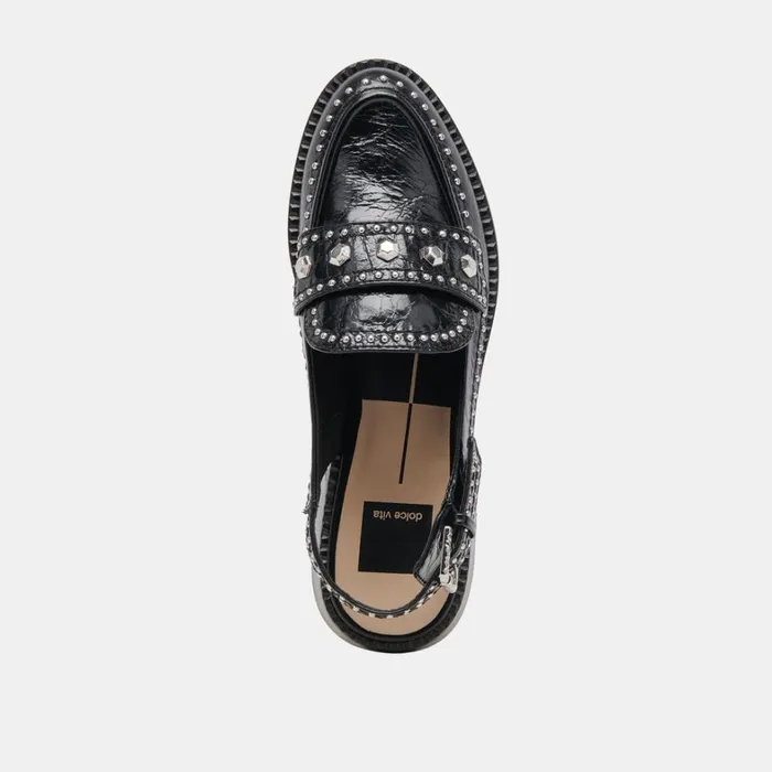 Flats and Loafers Women Dolce Vita Hardi Stud Loafers Midnight Crinkle Patent
