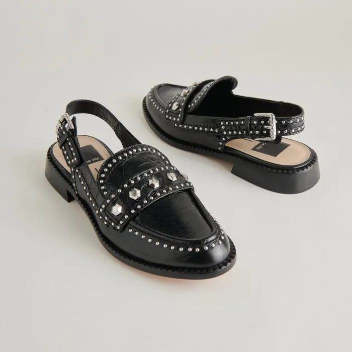 Flats and Loafers Women Dolce Vita Hardi Stud Loafers Midnight Crinkle Patent