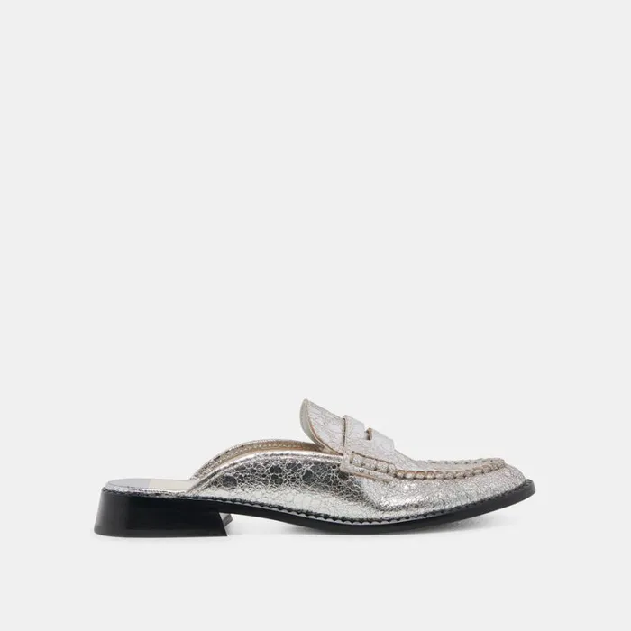 Flats and Loafers Women Dolce Vita Havan Loafers Silver Distressed Leather