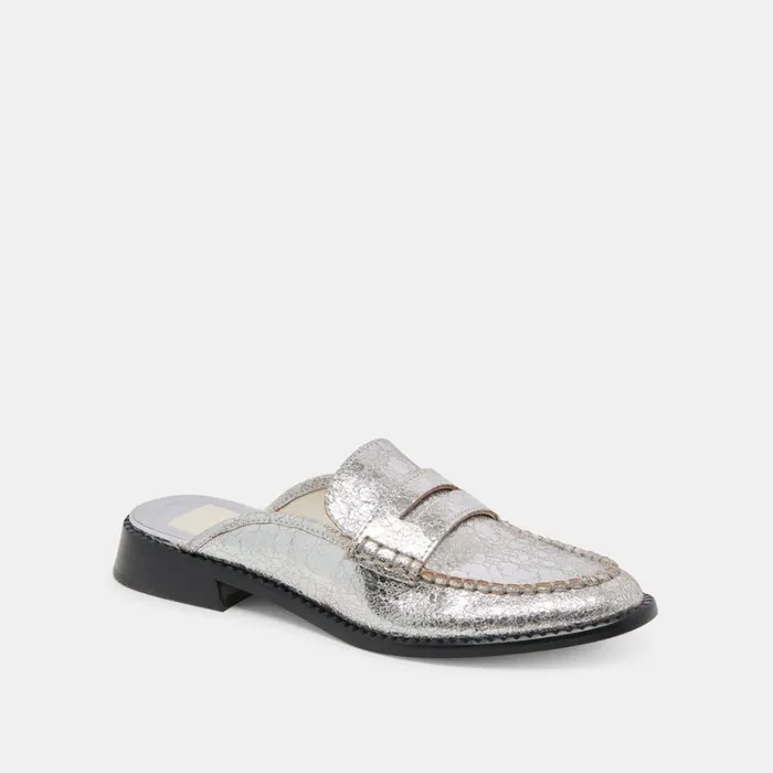 Flats and Loafers Women Dolce Vita Havan Loafers Silver Distressed Leather