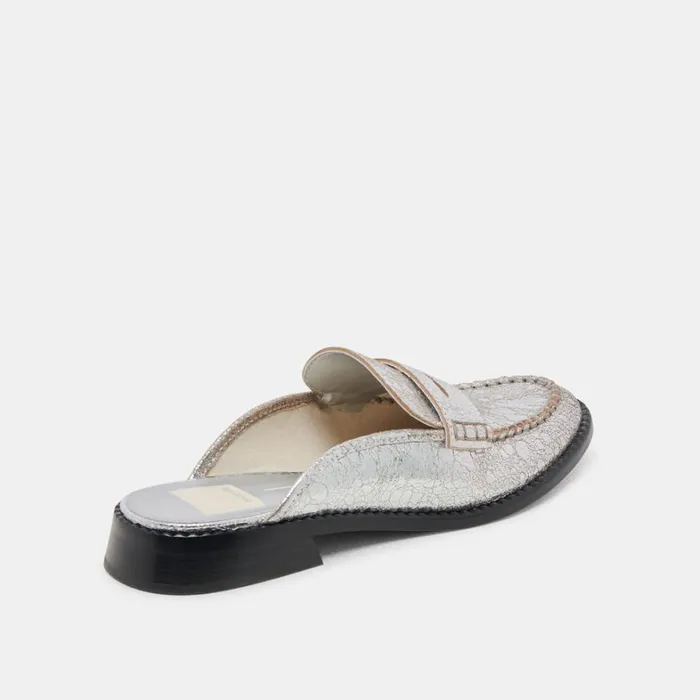 Flats and Loafers Women Dolce Vita Havan Loafers Silver Distressed Leather