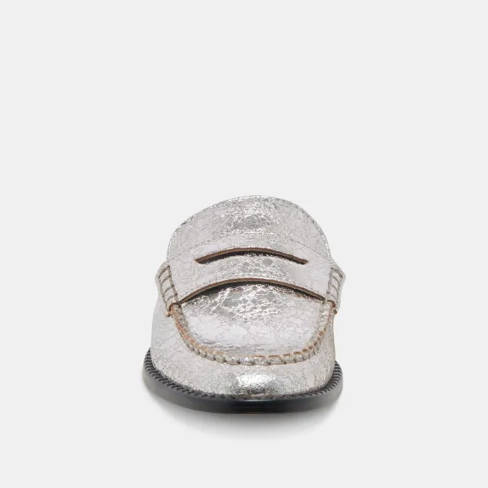 Flats and Loafers Women Dolce Vita Havan Loafers Silver Distressed Leather