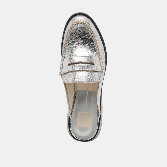 Flats and Loafers Women Dolce Vita Havan Loafers Silver Distressed Leather
