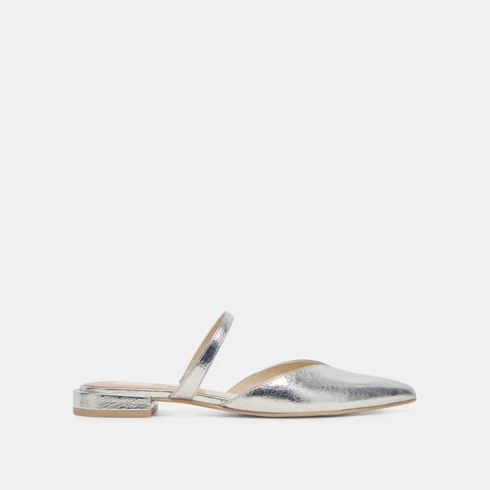 Flats and Loafers Women Dolce Vita Kanika Wide Flats Silver Distressed Leather Flats and Loafers Women Dolce Vita Kanika Wide Flats Silver Distressed Leather