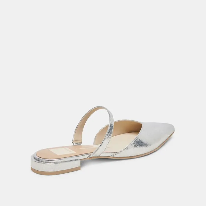Flats and Loafers Women Dolce Vita Kanika Wide Flats Silver Distressed Leather