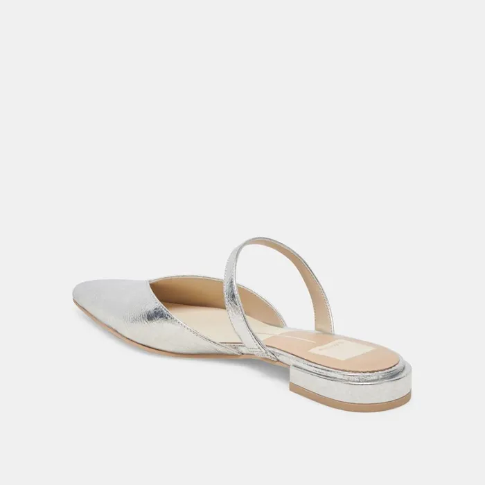 Flats and Loafers Women Dolce Vita Kanika Wide Flats Silver Distressed Leather