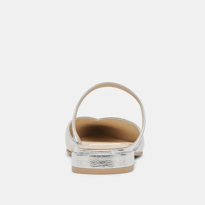Flats and Loafers Women Dolce Vita Kanika Wide Flats Silver Distressed Leather