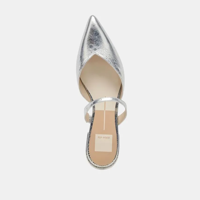 Flats and Loafers Women Dolce Vita Kanika Wide Flats Silver Distressed Leather