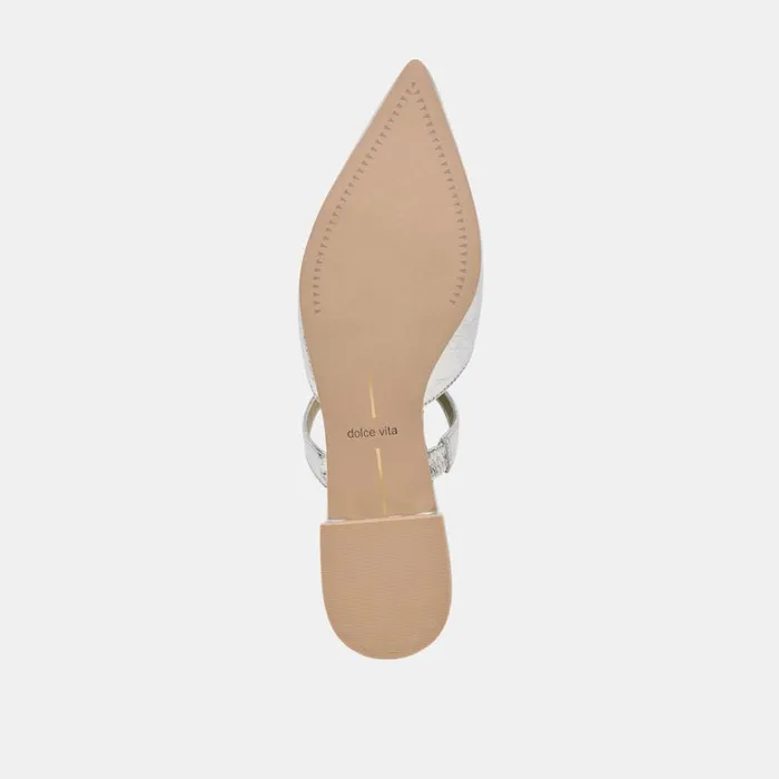 Flats and Loafers Women Dolce Vita Kanika Wide Flats Silver Distressed Leather