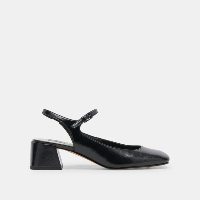 Flats and Loafers Women Dolce Vita Maggi Heels Midnight Crinkle Patent
