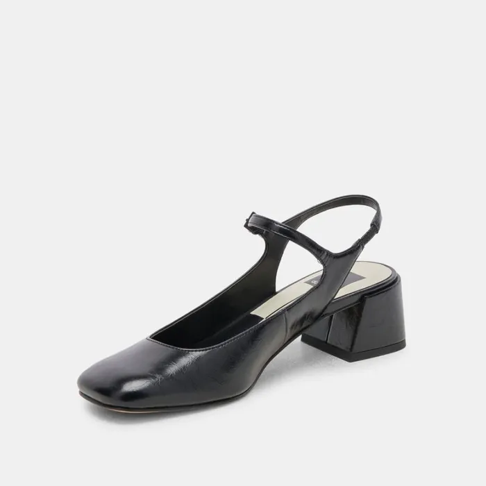 Flats and Loafers Women Dolce Vita Maggi Heels Midnight Crinkle Patent