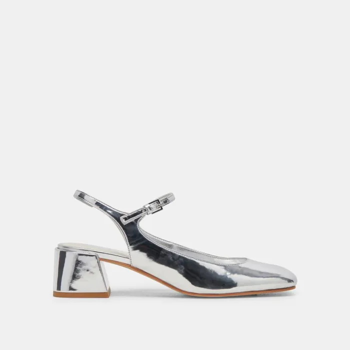 Flats and Loafers Women Dolce Vita Maggi Heels Silver Specchio Stella