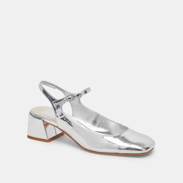Flats and Loafers Women Dolce Vita Maggi Heels Silver Specchio Stella