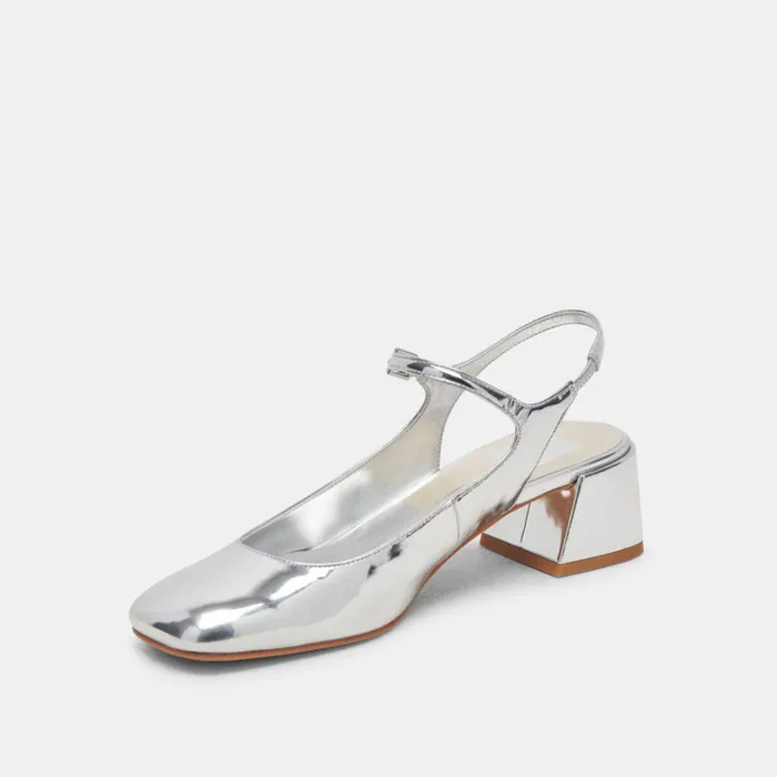Flats and Loafers Women Dolce Vita Maggi Heels Silver Specchio Stella