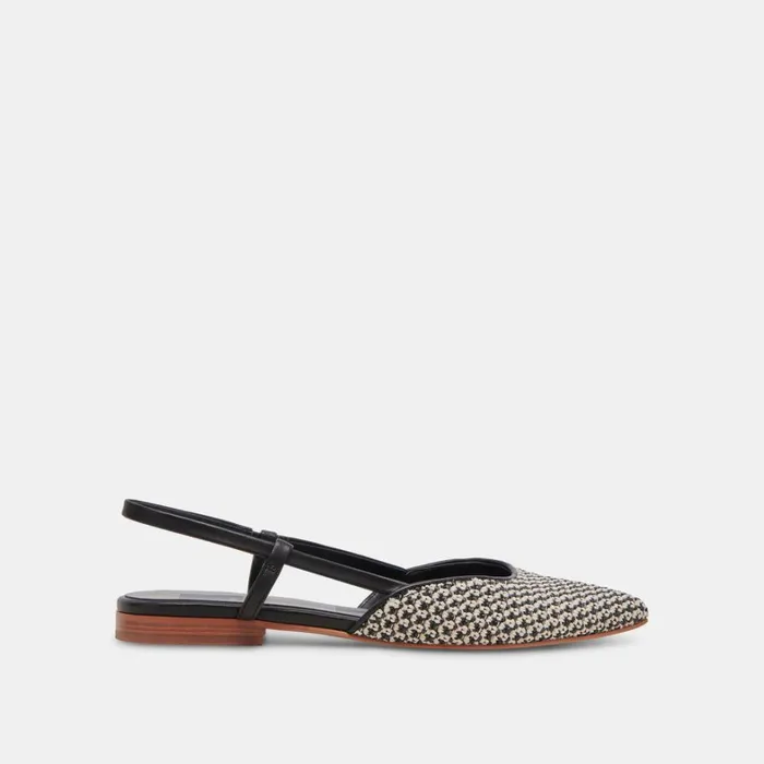 Flats and Loafers Women Dolce Vita Narah Flats Black Natural Raffia