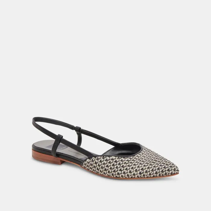 Flats and Loafers Women Dolce Vita Narah Flats Black Natural Raffia