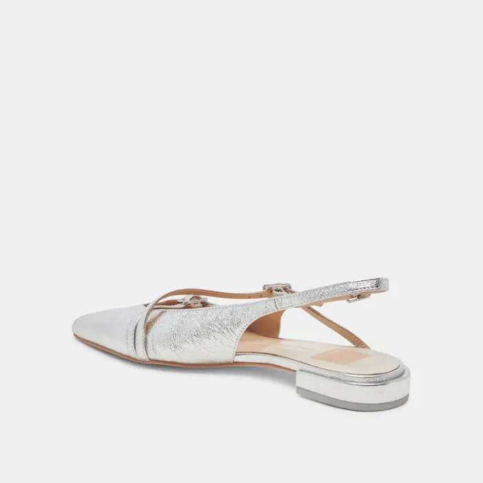 Flats and Loafers Women Dolce Vita Pamla Wide Flats Silver Crinkle Patent