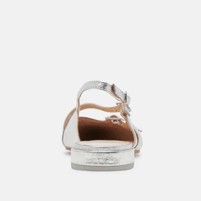 Flats and Loafers Women Dolce Vita Pamla Wide Flats Silver Crinkle Patent