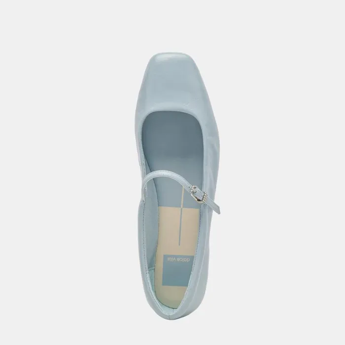 Flats and Loafers Women Dolce Vita Reyes Ballet Flats Sky Blue Crinkle Patent