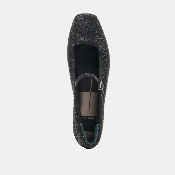 Flats and Loafers Women Dolce Vita Reyes Crystal Ballet Flats Black Metallic Crystal