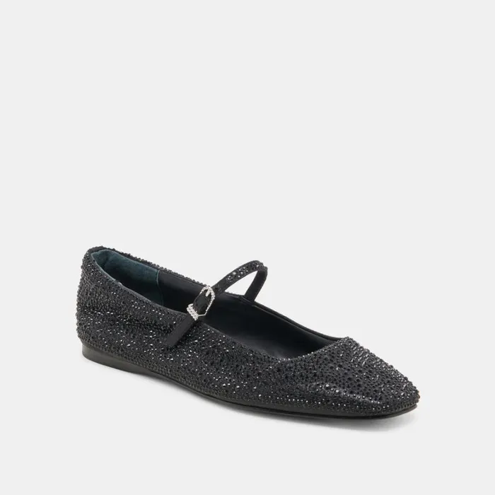 Flats and Loafers Women Dolce Vita Reyes Crystal Ballet Flats Black Metallic Crystal