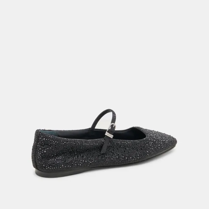 Flats and Loafers Women Dolce Vita Reyes Crystal Ballet Flats Black Metallic Crystal
