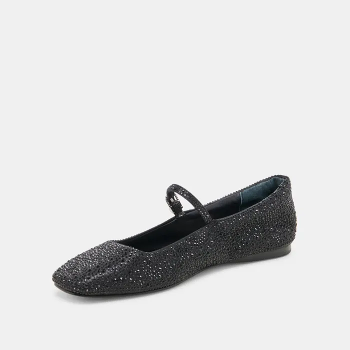 Flats and Loafers Women Dolce Vita Reyes Crystal Ballet Flats Black Metallic Crystal