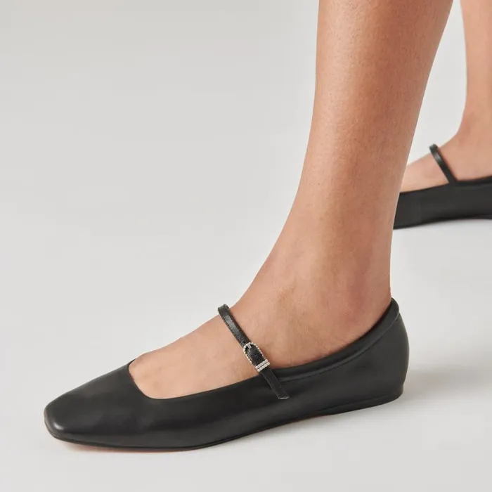 Flats and Loafers Women Dolce Vita Reyes Wide Ballet Flats Black Leather