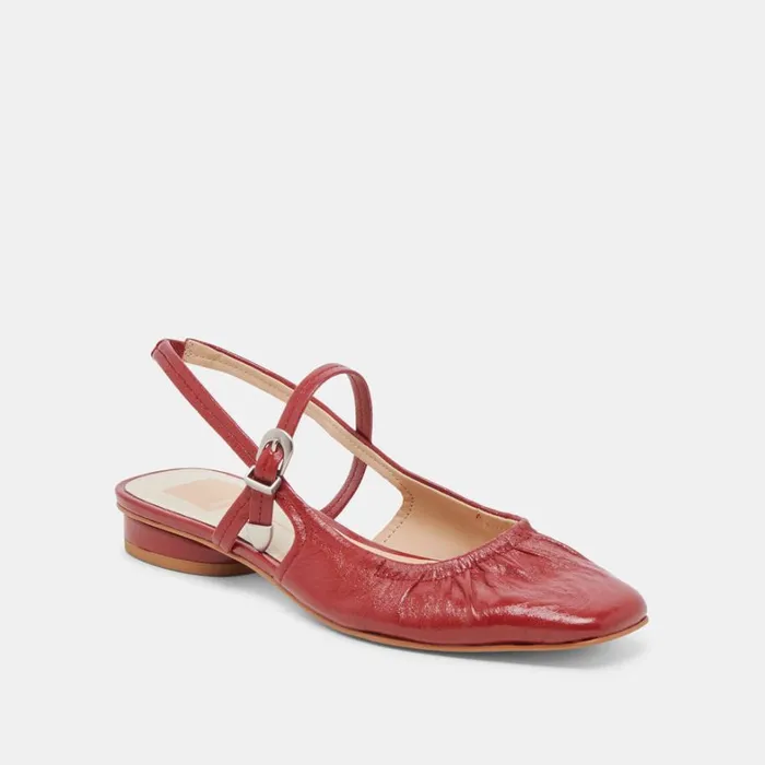 Flats and Loafers Women Dolce Vita Rianne Flats Red Crinkle Patent