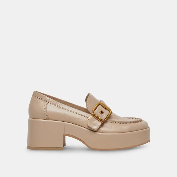 Flats and Loafers Women Dolce Vita Yonder Loafers Sesame Crinkle Patent