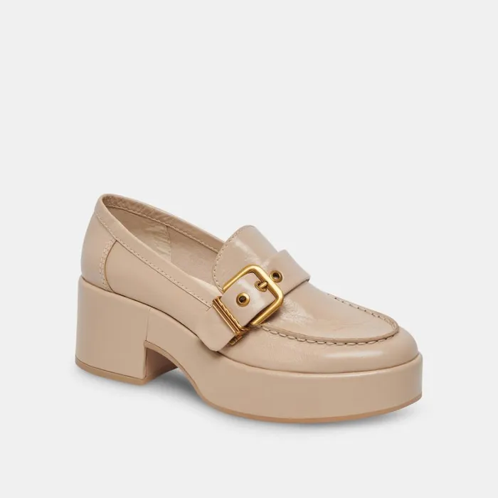 Flats and Loafers Women Dolce Vita Yonder Loafers Sesame Crinkle Patent