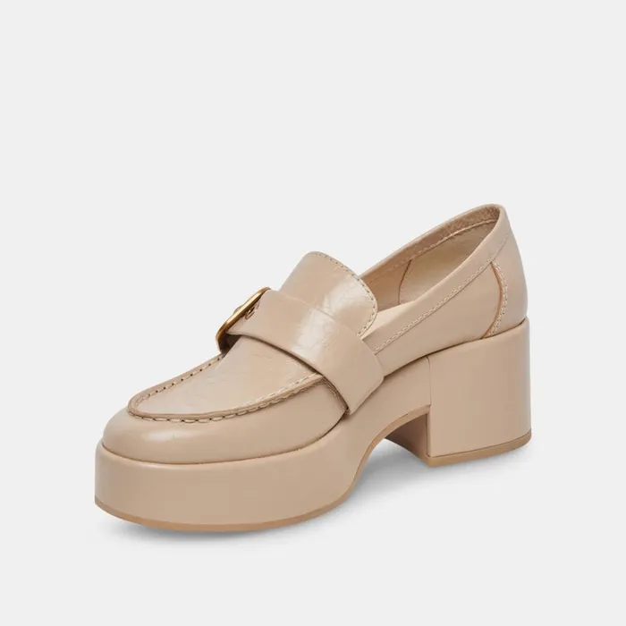 Flats and Loafers Women Dolce Vita Yonder Loafers Sesame Crinkle Patent
