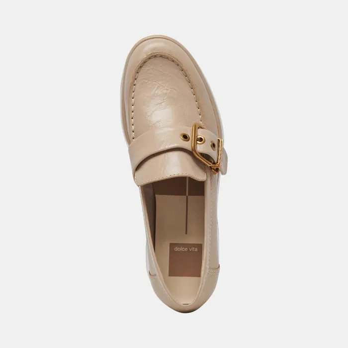 Flats and Loafers Women Dolce Vita Yonder Loafers Sesame Crinkle Patent