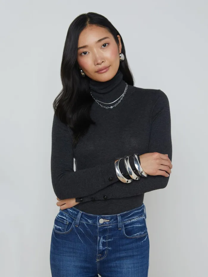 Flora Turtleneck Charcoalblack Women L039Agence Knitwear