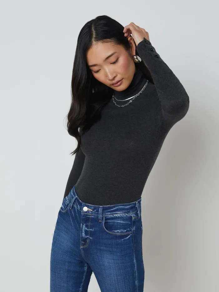Flora Turtleneck Charcoalblack Women L039Agence Knitwear Flora Turtleneck Charcoalblack Women L039Agence Knitwear