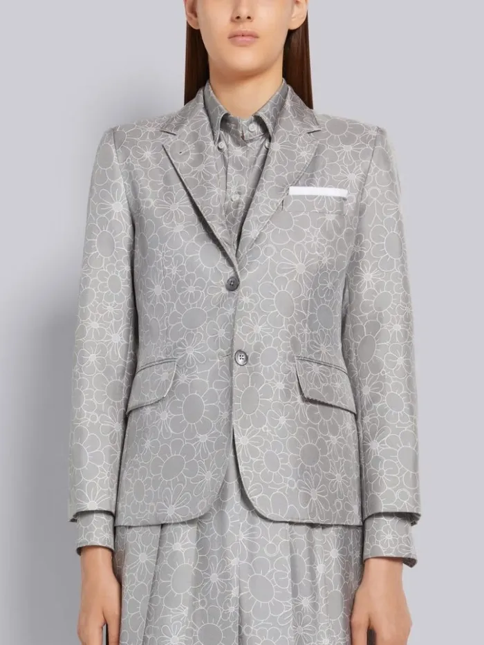 Floral Toile Printed Silk Half Lined Classic Sport Coat Medium Grey Women Thom Browne Jackets Floral Toile Printed Silk Half Lined Classic Sport Coat Medium Grey Women Thom Browne Jackets