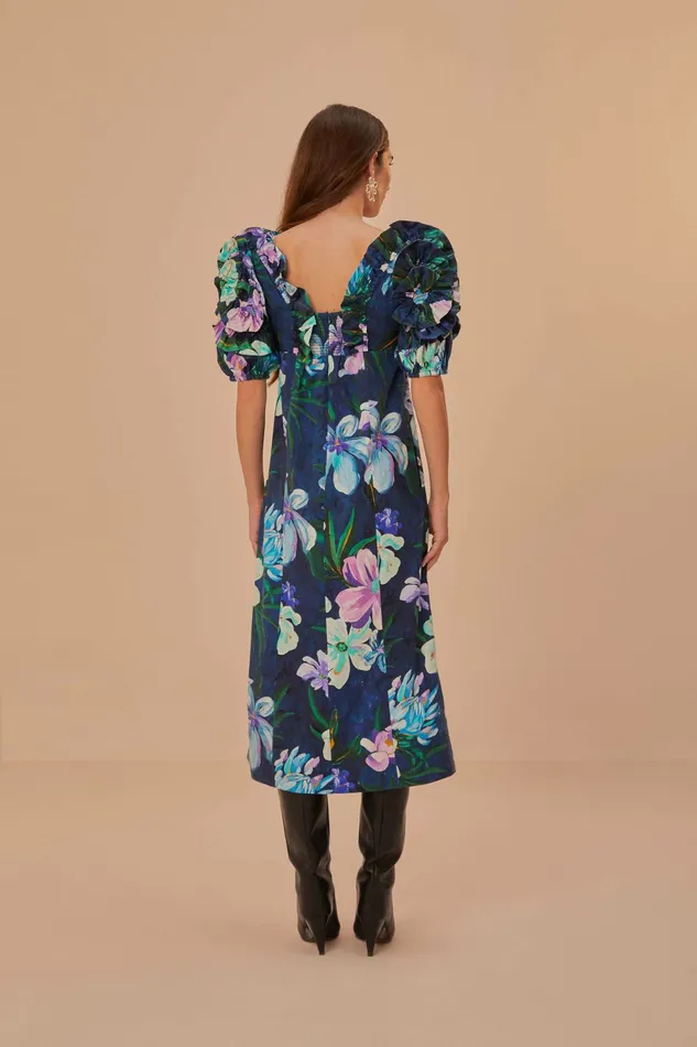 Floraline Ruffle Short Sleeve Midi Dress Women FARM Rio Midi Dresses Floraline Ruffle Short Sleeve Midi Dress Women FARM Rio Midi Dresses