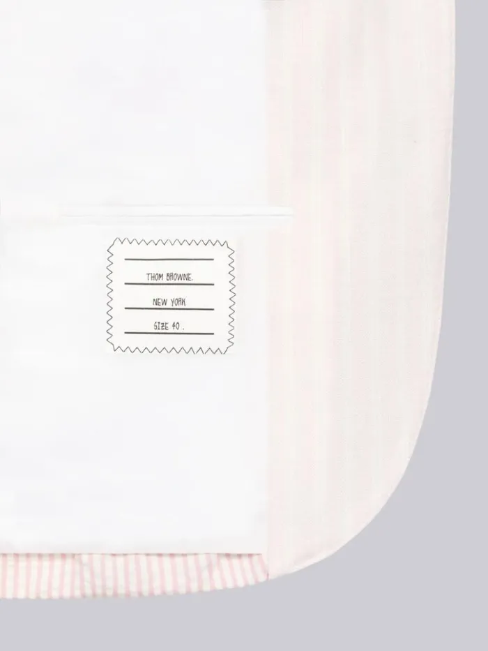 Funmix Hairline Stripe Twist Yarn Suiting Half Lined High Armhole Sport Coat Light Pink Women Thom Browne Jackets