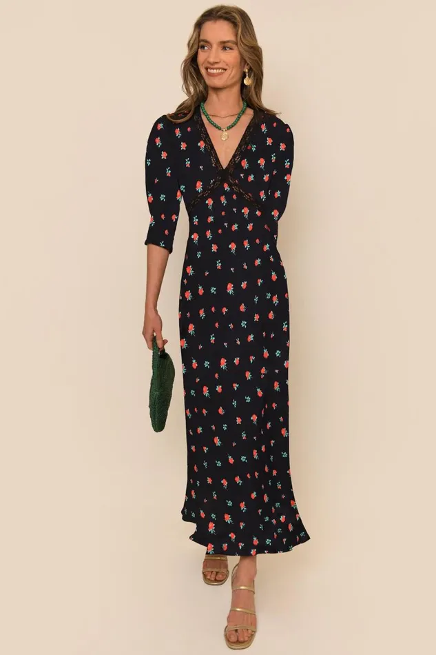 Gemma Vintage Rose Black Women RIXO Dresses