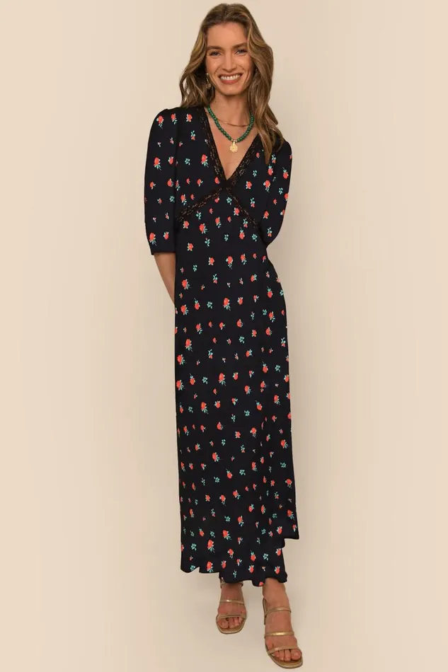 Gemma Vintage Rose Black Women RIXO Dresses Gemma Vintage Rose Black Women RIXO Dresses