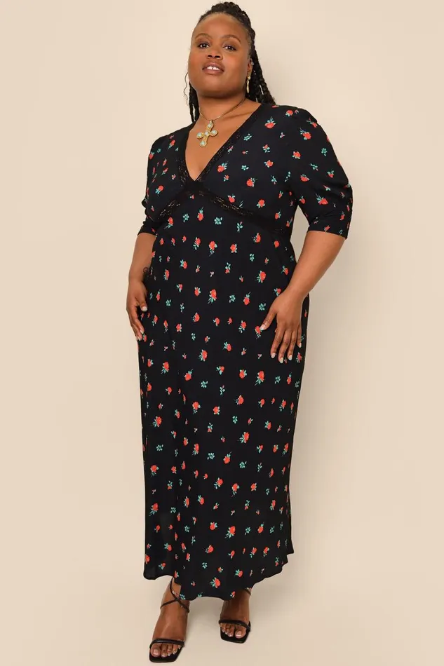 Gemma Vintage Rose Black Women RIXO Dresses Gemma Vintage Rose Black Women RIXO Dresses