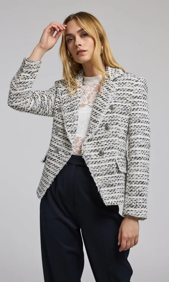 Generation Love Clothing Blazers and Jackets Women Eliza Tweed Blazer Whiteblack