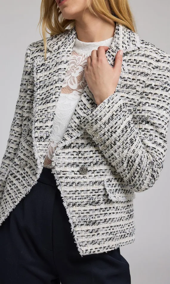 Generation Love Clothing Blazers and Jackets Women Eliza Tweed Blazer Whiteblack