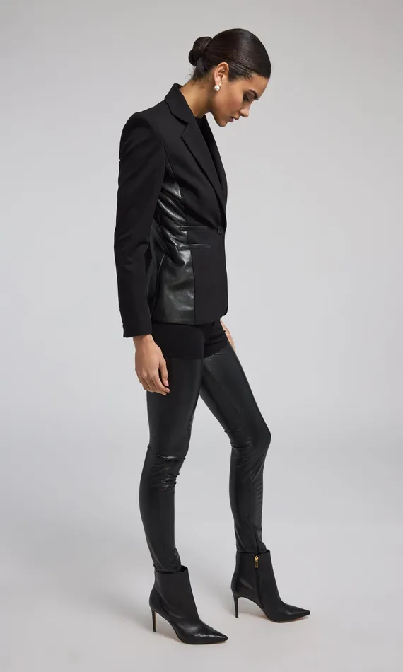 Generation Love Clothing Blazers and Jackets Women Gayle Vegan Leather Combo Blazer Black