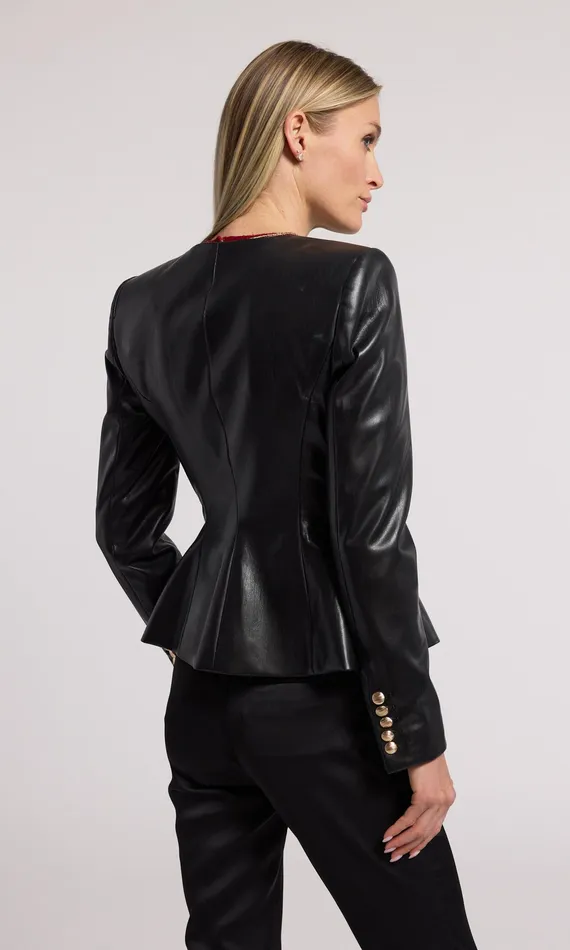 Generation Love Clothing Blazers and Jackets Women Ophelia Vegan Leather Blazer Black