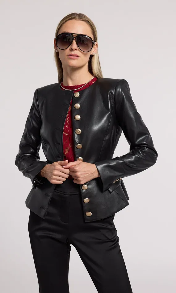 Generation Love Clothing Blazers and Jackets Women Ophelia Vegan Leather Blazer Black