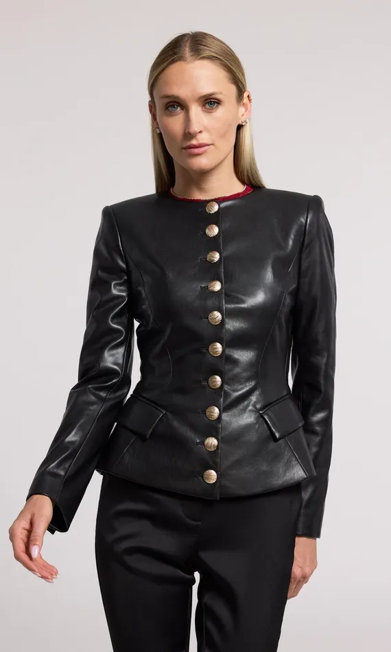 Generation Love Clothing Blazers and Jackets Women Ophelia Vegan Leather Blazer Black