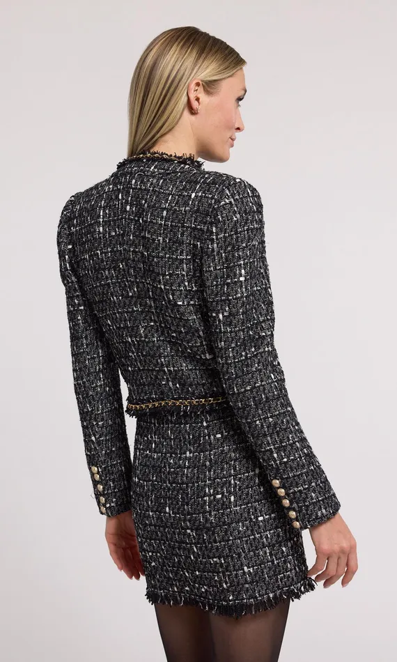 Generation Love Clothing Blazers and Jackets Women Serena Chain Tweed Blazer Grey Multi