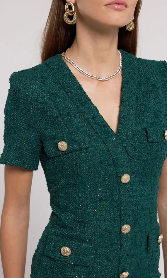 Generation Love Clothing Dresses Women Anne Tweed Dress Forest